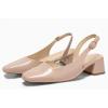 imageCoutgo Womens Chunky Low Heels DOrsay Slingback Pumps Closed Square Toe Work Office Dress ShoesKhaki
