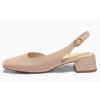 imageCoutgo Womens Chunky Low Heels DOrsay Slingback Pumps Closed Square Toe Work Office Dress ShoesKhaki