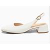 imageCoutgo Womens Chunky Low Heels DOrsay Slingback Pumps Closed Square Toe Work Office Dress ShoesWhite