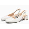 imageCoutgo Womens Chunky Low Heels DOrsay Slingback Pumps Closed Square Toe Work Office Dress ShoesWhite