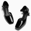 imageCoutgo Womens Chunky Low Heels Dress Shoes Ankle Buckle Strap Square Toe DOrsay Pumps Work Party ShoesBlack