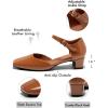 imageCoutgo Womens Chunky Low Heels Dress Shoes Ankle Buckle Strap Square Toe DOrsay Pumps Work Party ShoesBrown