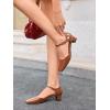 imageCoutgo Womens Chunky Low Heels Dress Shoes Ankle Buckle Strap Square Toe DOrsay Pumps Work Party ShoesBrown