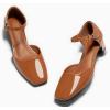 imageCoutgo Womens Chunky Low Heels Dress Shoes Ankle Buckle Strap Square Toe DOrsay Pumps Work Party ShoesBrown