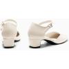 imageCoutgo Womens Chunky Low Heels Dress Shoes Ankle Buckle Strap Square Toe DOrsay Pumps Work Party ShoesCreamywhite