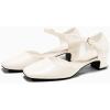 imageCoutgo Womens Chunky Low Heels Dress Shoes Ankle Buckle Strap Square Toe DOrsay Pumps Work Party ShoesCreamywhite