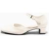 imageCoutgo Womens Chunky Low Heels Dress Shoes Ankle Buckle Strap Square Toe DOrsay Pumps Work Party ShoesCreamywhite