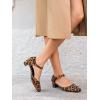 imageCoutgo Womens Chunky Low Heels Dress Shoes Ankle Buckle Strap Square Toe DOrsay Pumps Work Party ShoesLeopard