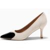 imageCoutgo Womens Closed Pointed Toe Pumps Heart Stiletto High Heels Wedding Bride Dress ShoesBeige