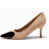 imageCoutgo Womens Closed Pointed Toe Pumps Heart Stiletto High Heels Wedding Bride Dress ShoesKhaki
