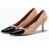 imageCoutgo Womens Closed Pointed Toe Pumps Heart Stiletto High Heels Wedding Bride Dress ShoesKhaki