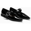 imageCoutgo Womens Flats Mary Jane Studded Ballet Flats Closed Pointed Toe Adjustable Buckle Dress ShoesBlack