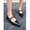 imageCoutgo Womens Flats Mary Jane Studded Ballet Flats Closed Pointed Toe Adjustable Buckle Dress ShoesBlack