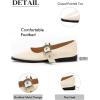 imageCoutgo Womens Flats Mary Jane Studded Ballet Flats Closed Pointed Toe Adjustable Buckle Dress ShoesWhite