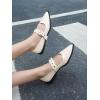 imageCoutgo Womens Flats Mary Jane Studded Ballet Flats Closed Pointed Toe Adjustable Buckle Dress ShoesWhite