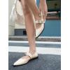 imageCoutgo Womens Flats Mary Jane Studded Ballet Flats Closed Pointed Toe Adjustable Buckle Dress ShoesWhite