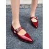 imageCoutgo Womens Flats Mary Jane Studded Ballet Flats Closed Pointed Toe Adjustable Buckle Dress ShoesWine Red