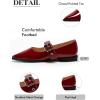 imageCoutgo Womens Flats Mary Jane Studded Ballet Flats Closed Pointed Toe Adjustable Buckle Dress ShoesWine Red