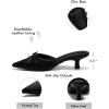imageCoutgo Womens Kitten Heels Mules with Bow Satin Slip on Pumps Closed Pointed Toe Dress Wedding Party ShoesBlack