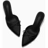 imageCoutgo Womens Kitten Heels Mules with Bow Satin Slip on Pumps Closed Pointed Toe Dress Wedding Party ShoesBlack