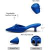 imageCoutgo Womens Kitten Heels Mules with Bow Satin Slip on Pumps Closed Pointed Toe Dress Wedding Party ShoesRoyal Blue