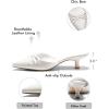 imageCoutgo Womens Kitten Heels Mules with Bow Satin Slip on Pumps Closed Pointed Toe Dress Wedding Party ShoesWhite