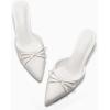 imageCoutgo Womens Kitten Heels Mules with Bow Satin Slip on Pumps Closed Pointed Toe Dress Wedding Party ShoesWhite