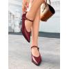 imageCoutgo Womens Kitten Low Heels Dress Shoes Mary Jane Ankle Buckle Strap Pumps Party Wedding Elegant ShoesBurgundy
