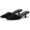 imageCoutgo Womens Kitten Low Heels Mules Closed Pointed Toe Pumps Slip On Backless Dress ShoesBlack