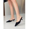 imageCoutgo Womens Kitten Low Heels Mules Closed Pointed Toe Pumps Slip On Backless Dress ShoesBlack