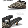 imageCoutgo Womens Kitten Low Heels Mules Closed Pointed Toe Pumps Slip On Backless Dress ShoesLeopard Color