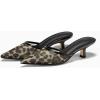 imageCoutgo Womens Kitten Low Heels Mules Closed Pointed Toe Pumps Slip On Backless Dress ShoesLeopard Color