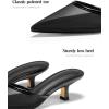 imageCoutgo Womens Kitten Low Heels Mules Closed Pointed Toe Pumps Slip On Backless Dress ShoesMesh Black