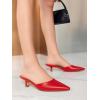 imageCoutgo Womens Kitten Low Heels Mules Closed Pointed Toe Pumps Slip On Backless Dress ShoesRed