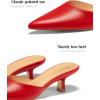imageCoutgo Womens Kitten Low Heels Mules Closed Pointed Toe Pumps Slip On Backless Dress ShoesRed