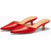 imageCoutgo Womens Kitten Low Heels Mules Closed Pointed Toe Pumps Slip On Backless Dress ShoesRed