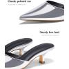 imageCoutgo Womens Kitten Low Heels Mules Closed Pointed Toe Pumps Slip On Backless Dress ShoesSilver