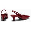 imageCoutgo Womens Kitten Low Heels Slingback Pumps Squared Point Toe Buckle Strap Wedding Party Dress ShoesBurgundy