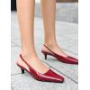 imageCoutgo Womens Kitten Low Heels Slingback Pumps Squared Point Toe Buckle Strap Wedding Party Dress ShoesBurgundy