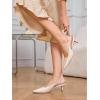 imageCoutgo Womens Kitten Low Heels Slingback Pumps Squared Point Toe Buckle Strap Wedding Party Dress ShoesCream White