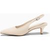 imageCoutgo Womens Kitten Low Heels Slingback Pumps Squared Point Toe Buckle Strap Wedding Party Dress ShoesCream White