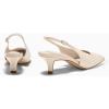 imageCoutgo Womens Kitten Low Heels Slingback Pumps Squared Point Toe Buckle Strap Wedding Party Dress ShoesCream White