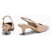 imageCoutgo Womens Kitten Low Heels Slingback Pumps Squared Point Toe Buckle Strap Wedding Party Dress ShoesKhaki