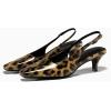 imageCoutgo Womens Kitten Low Heels Slingback Pumps Squared Point Toe Buckle Strap Wedding Party Dress ShoesLeopard