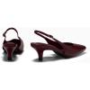 imageCoutgo Womens Kitten Low Heels Slingback Pumps Squared Point Toe Buckle Strap Wedding Party Dress ShoesRedbrown