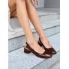 imageCoutgo Womens Low Block Heels Slingback Bow Closed Square Toe Slip On Work Pumps Dress ShoesCoffee