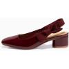 imageCoutgo Womens Low Block Heels Slingback Bow Closed Square Toe Slip On Work Pumps Dress ShoesDeep Red