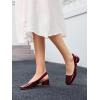 imageCoutgo Womens Low Block Heels Slingback Bow Closed Square Toe Slip On Work Pumps Dress ShoesDeep Red