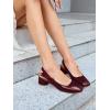 imageCoutgo Womens Low Block Heels Slingback Bow Closed Square Toe Slip On Work Pumps Dress ShoesDeep Red