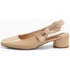 imageCoutgo Womens Low Block Heels Slingback Bow Closed Square Toe Slip On Work Pumps Dress ShoesNude